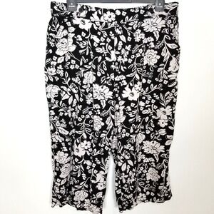 Croft & Barrow Women Linen Blend Pull-On Wide Leg Crop Pants Sz 2X Floral Summer